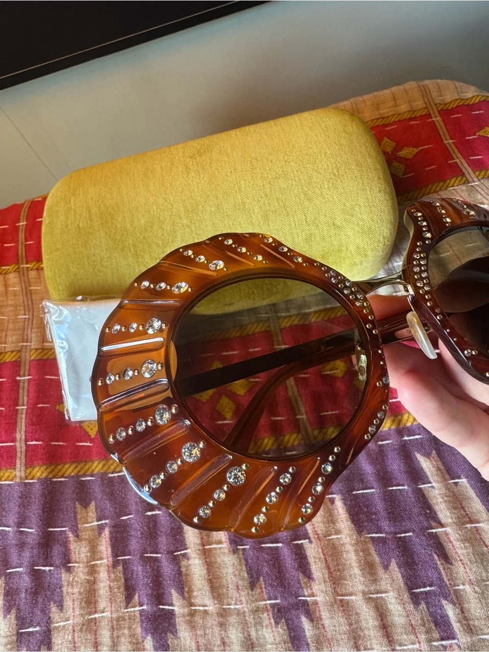 Incredibly Rare Limited Edition Gucci Tartarugato Shell Crystal Sunglasses